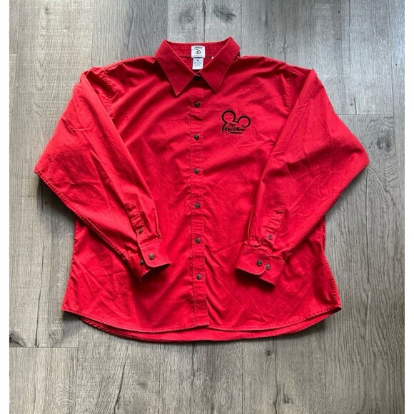Vintage Cast Exclusive The Walt Disney Company Button Down Shirt Women’s XL Red - Picture 1 of 6